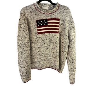 VTG Christopher & Banks American Flag Sweater Roll Neck SZ L Winter Olympics